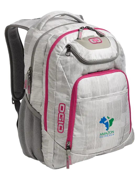 OGIO Light Grey/Pink Excelsior Laptop Backpack w/Amazon Outreach Logo