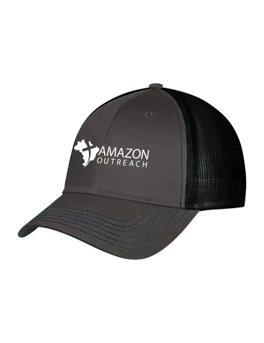 Charcoal & Black Mesh Trucker Cap Snap Back w/Amazon Outreach Logo