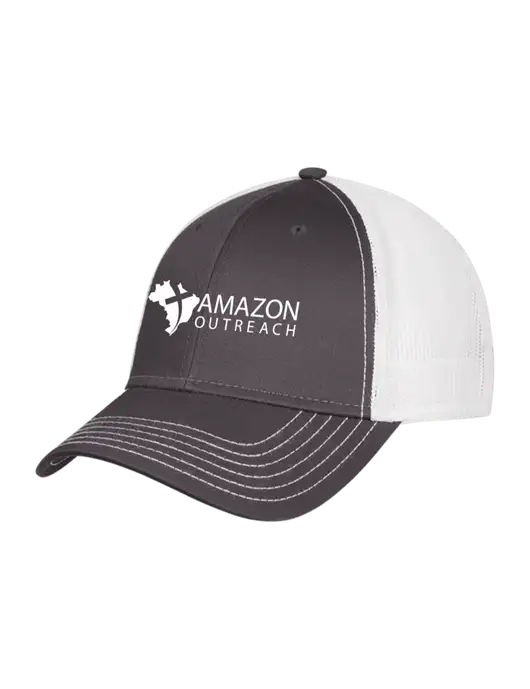 Dark Grey/White Mesh Trucker Cap Snap Back w/Amazon Outreach Logo