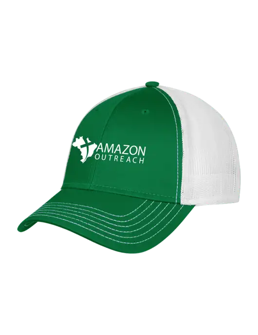 Kelly & White Mesh Trucker Cap Snap Back w/Amazon Outreach Logo