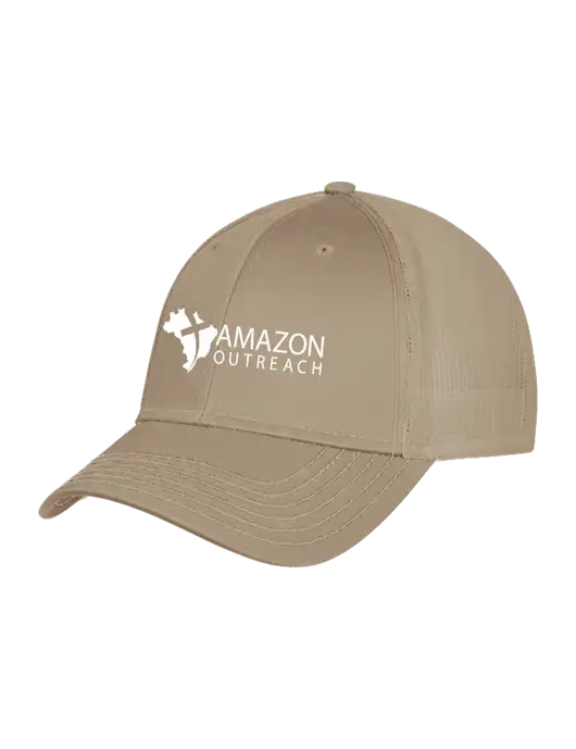 Khaki Mesh Trucker Cap Snap Back w/Amazon Outreach Logo