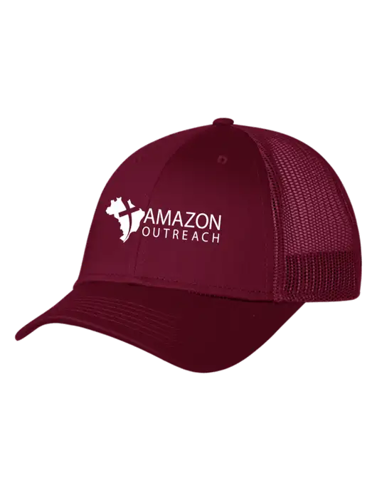 Maroon Mesh Trucker Cap Snap Back w/Amazon Outreach Logo