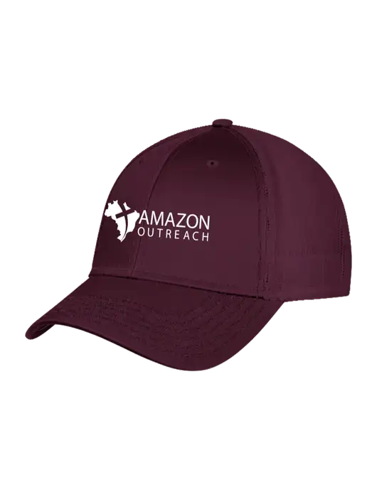 Maroon Mesh with Maroon Stitching on Bill Trucker Cap Snap Back w/Amazon Outreach Logo