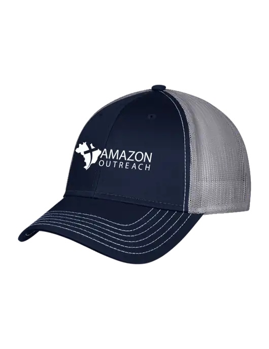 Navy & Grey Mesh Trucker Cap Snap Back w/Amazon Outreach Logo
