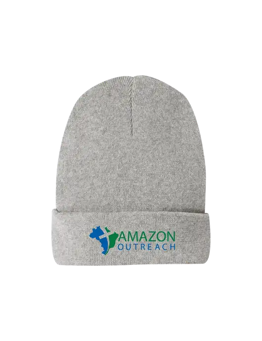 Recycled Light Heather Grey Beanie w/Amazon Outreach Logo