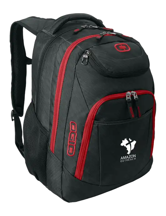 OGIO Dark Grey/Red Excelsior Laptop Backpack w/Amazon Outreach Logo