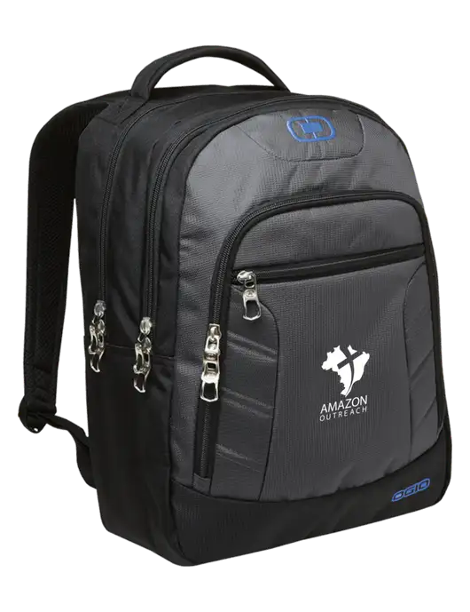 OGIO Dark Grey/Royal Blue Colton Laptop Backpack  w/Amazon Outreach Logo