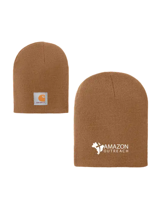 Carhartt Light Brown Acrylic Knit Hat w/Amazon Outreach Logo