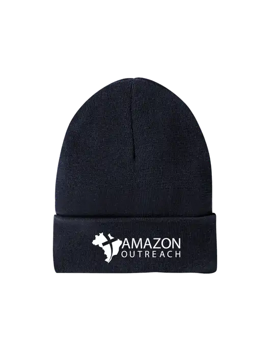 Recycled True Navy Beanie w/Amazon Outreach Logo