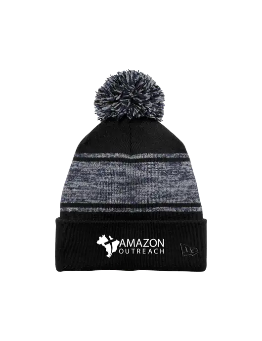 New Era Black/Navy Knit Chilled Pom Beanie w/Amazon Outreach Logo