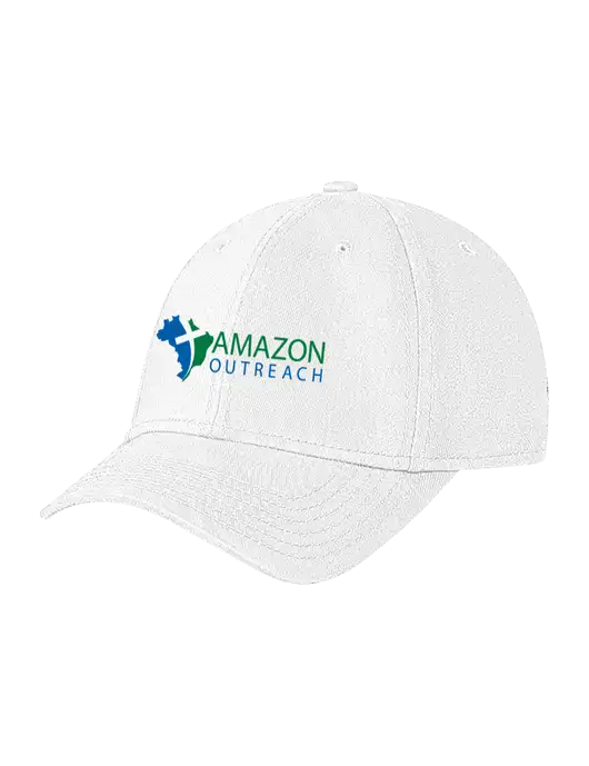 White Structured Soft Snap Closure Hook & Loop Cap w/Amazon Outreach Logo