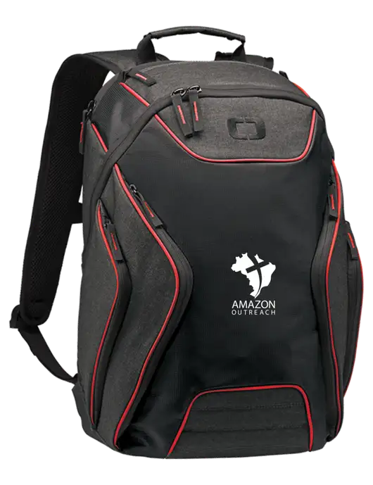 OGIO Red/Heather Grey Hatch Laptop Backpack
 w/Amazon Outreach Logo