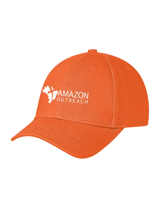 Orange Structured Soft Snap Closure Hook & Loop Cap w/Amazon Outreach Logo