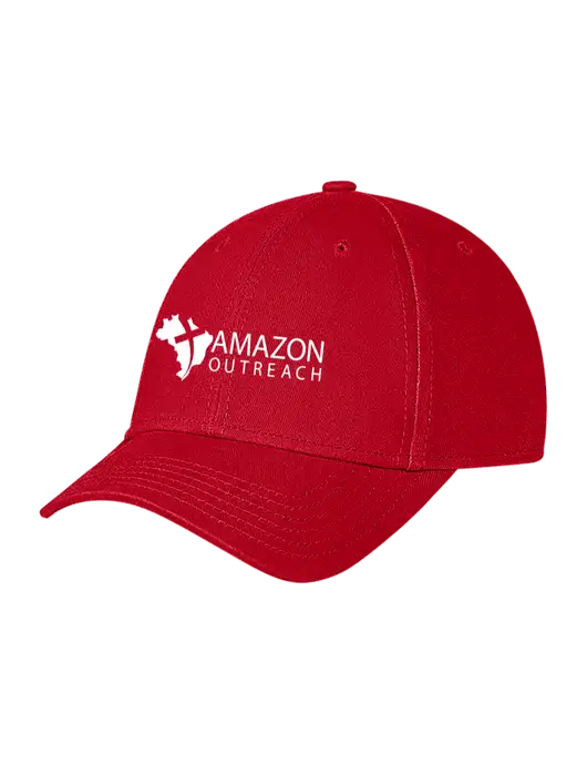 Red Structured Soft Snap Closure Hook & Loop Cap w/Amazon Outreach Logo