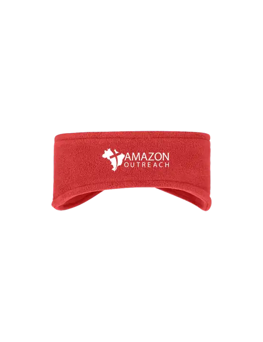 Red Stretch Fleece Headband w/Amazon Outreach Logo
