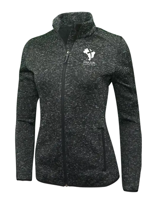 Black Heather Womens Sweater Fleece Jacket w/Amazon Outreach Logo
