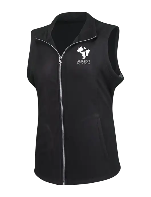 Black Womens Microfleece Vest w/Amazon Outreach Logo