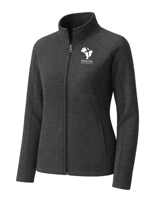 Charcoal Womens Heather Microfleece Full-Zip Jacket w/Amazon Outreach Logo