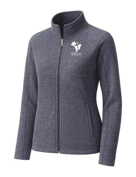 Light Navy Heather Womens Microfleece Full-Zip Jacket w/Amazon Outreach Logo