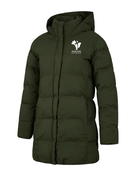 Mercer+Mettle Womens Dark Green Puffy Parka  w/Amazon Outreach Logo