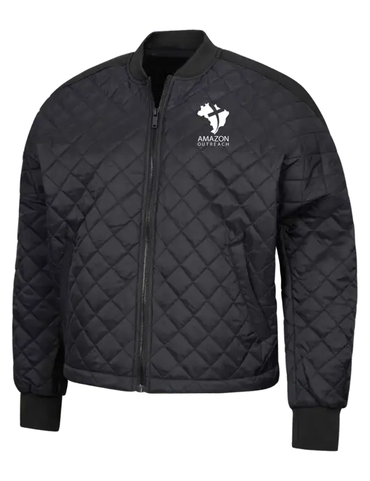 Mercer+Mettle Black Womens Boxy Quilted Jacket w/Amazon Outreach Logo