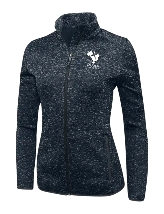 Navy Heather Womens Sweater Fleece Jacket w/Amazon Outreach Logo