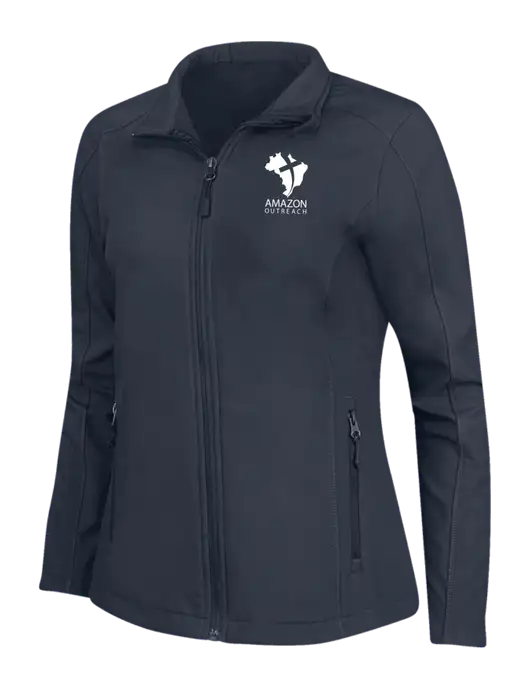 Navy Womens Core Soft Shell Jacket w/Amazon Outreach Logo