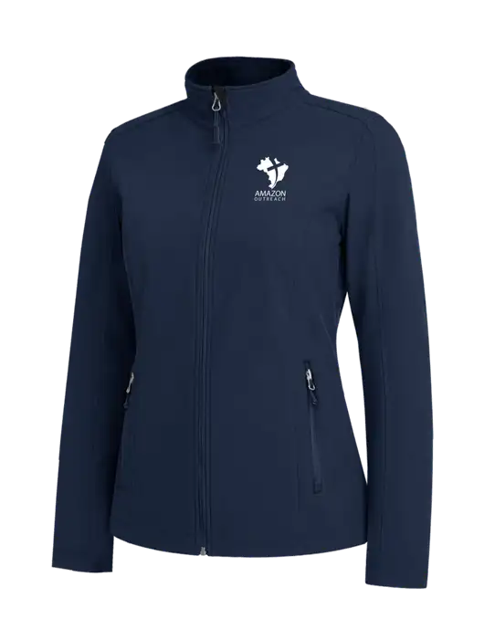 Navy Womens Core Soft Shell Jacket w/Amazon Outreach Logo