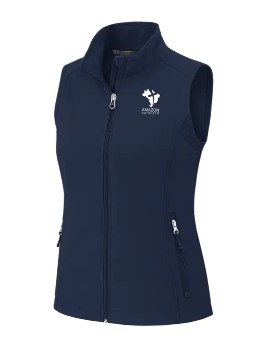 Navy Womens Core Soft Shell Vest w/Amazon Outreach Logo