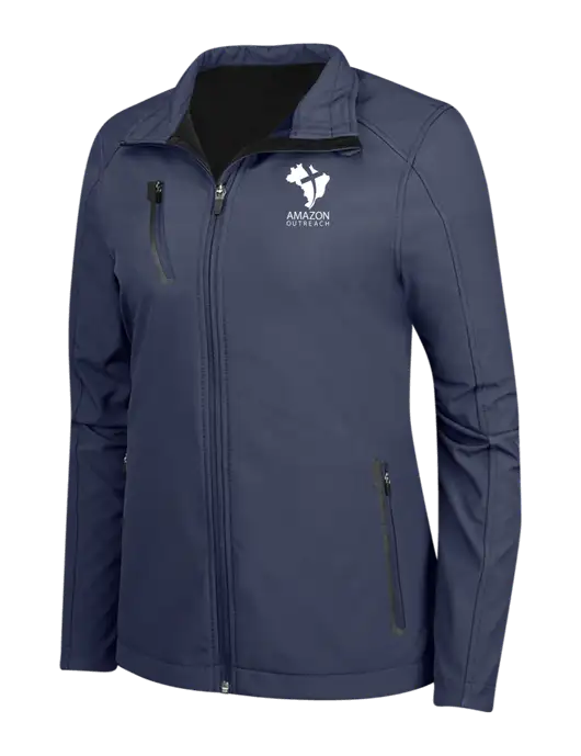 Navy Womens Welded Softshell Jacket w/Amazon Outreach Logo