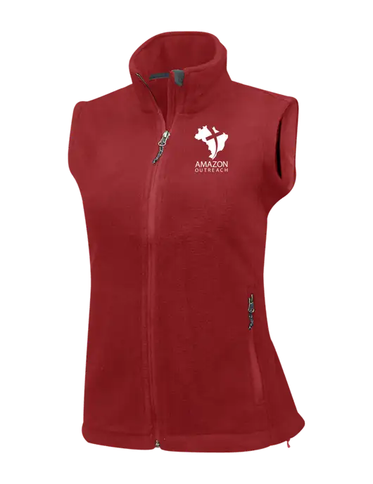 Red Womens Fleece Vest w/Amazon Outreach Logo