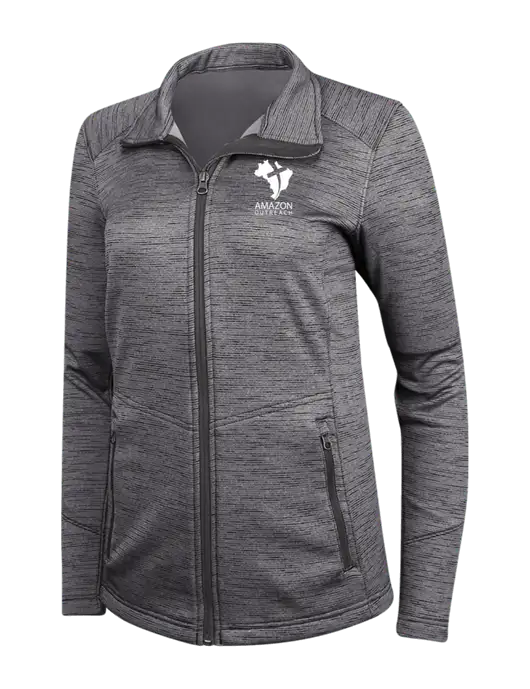 Womens Dark Grey Digi Stripe Fleece Jacket w/Amazon Outreach Logo