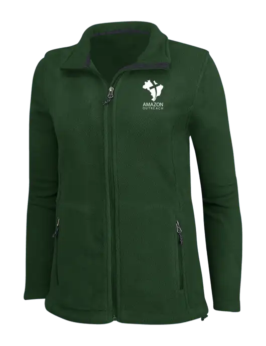 Womens Fleece Dark Green Jacket w/Amazon Outreach Logo