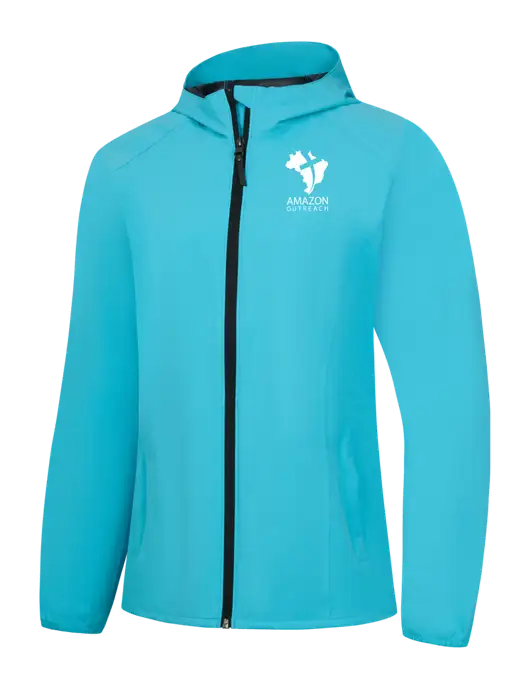 Womens Light Sapphire Blue Essential Rain Jacket w/Amazon Outreach Logo