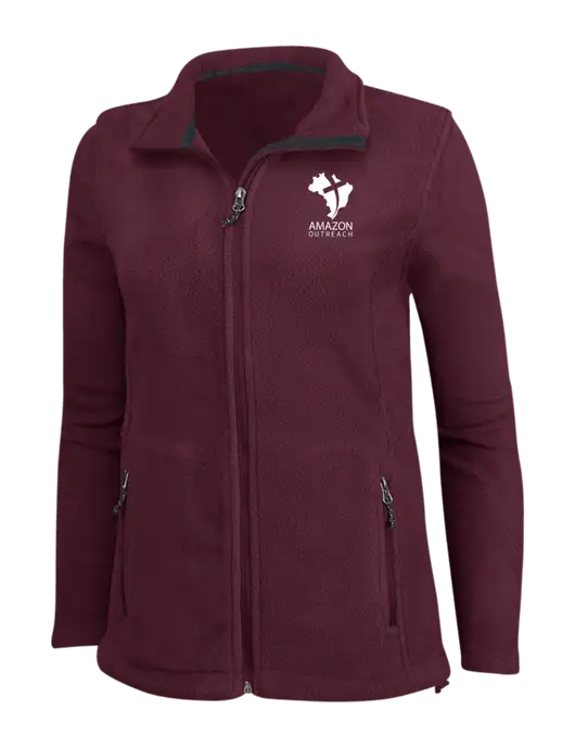Womens Maroon Fleece Jacket w/Amazon Outreach Logo