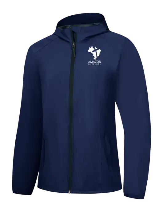 Womens Navy Essential Rain Jacket w/Amazon Outreach Logo