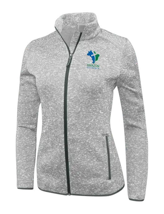 Grey Heather Womens Sweater Fleece Jacket w/Amazon Outreach Logo