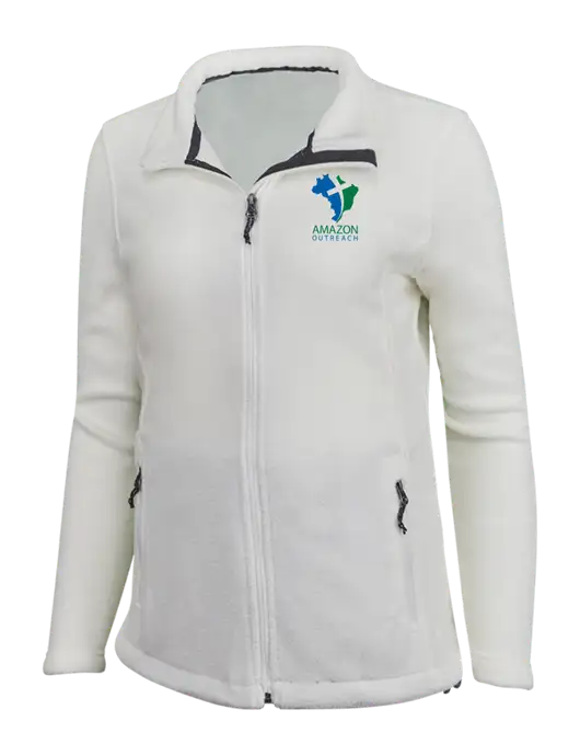 Womens White Fleece Jacket w/Amazon Outreach Logo
