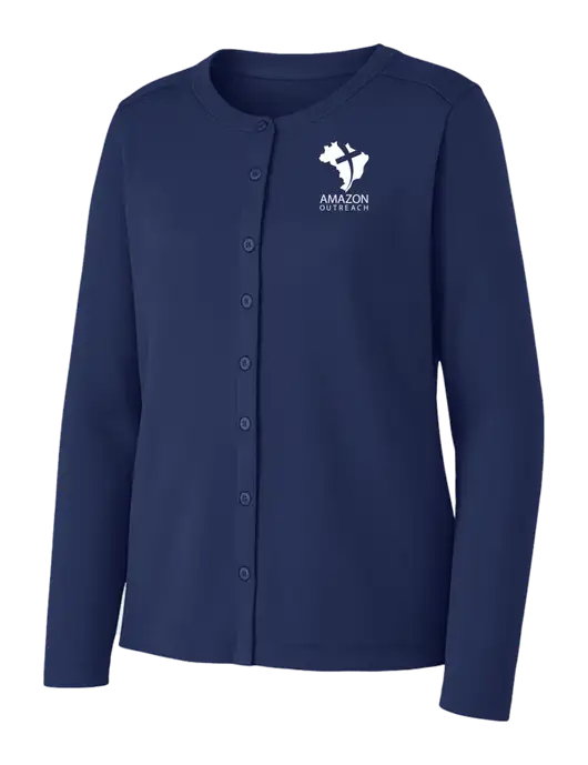 Dress Blue Navy Womens Concept Stretch Button-Front Cardigan Sweater w/Amazon Outreach Logo