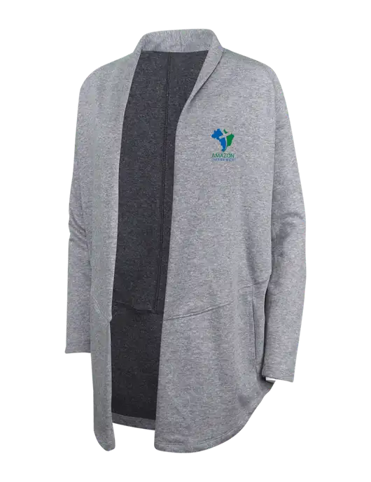 Medium Heather Grey/Char Heather Womens Interlock Cardigan w/Amazon Outreach Logo