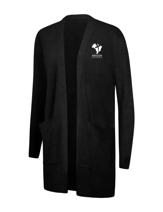 Mercer+Mettle Womens Black Open Front Cardigan Sweater w/Amazon Outreach Logo