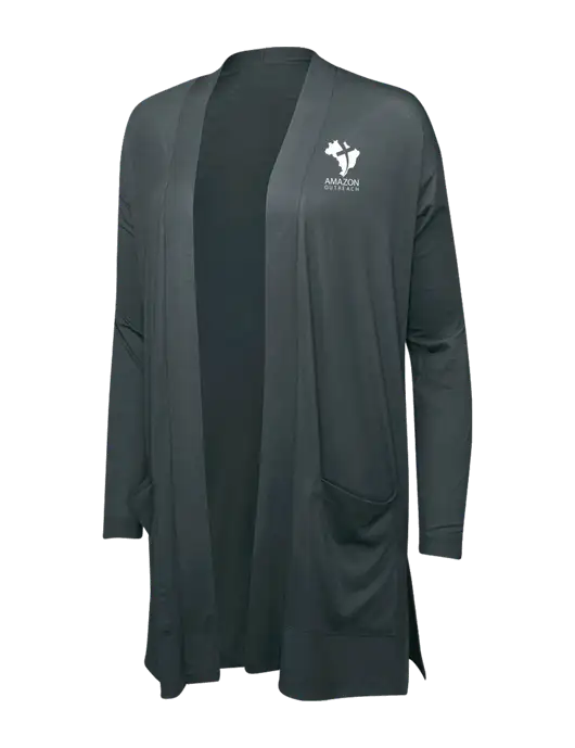 Smoke Grey Womens Concept Long Pocket Cardigan w/Amazon Outreach Logo