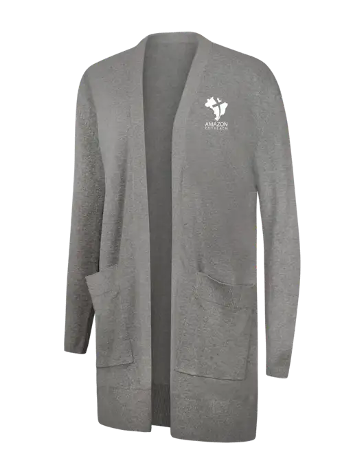 Mercer+Mettle Womens Light Grey Heather Open Front Cardigan Sweater w/Amazon Outreach Logo